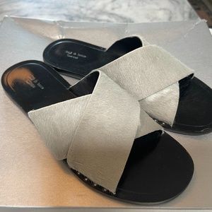 Rag & Bone pony hair crisscross slides